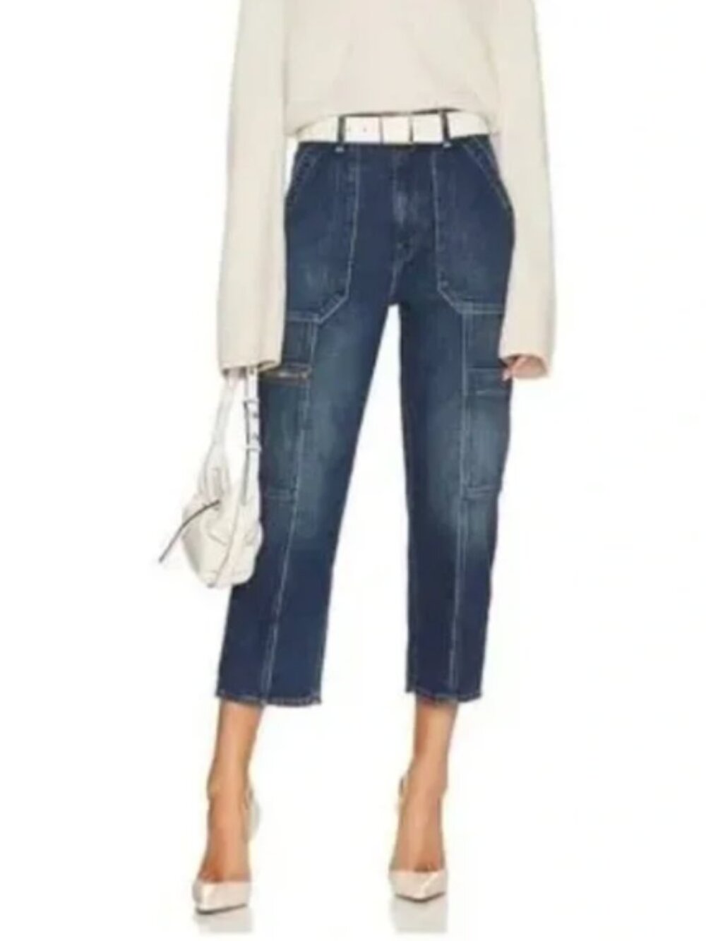 MOTHER Mile High Blue Private Zip Pocket Stretch Cotton Ankle Jeans 27.